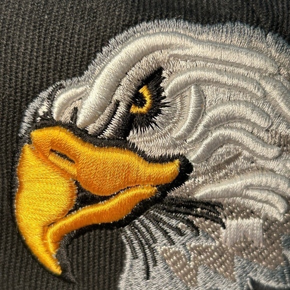 BALD EAGLE 3-D EMBROIDERED BLACK WHITE BASEBALL CAP HAT, OS - Picture 5 of 5